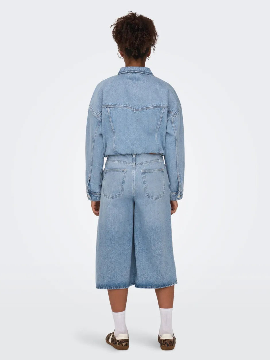 ONLHOPE Høj talje Cropped fit Lang Jeans Dame Shorts|Double Denim