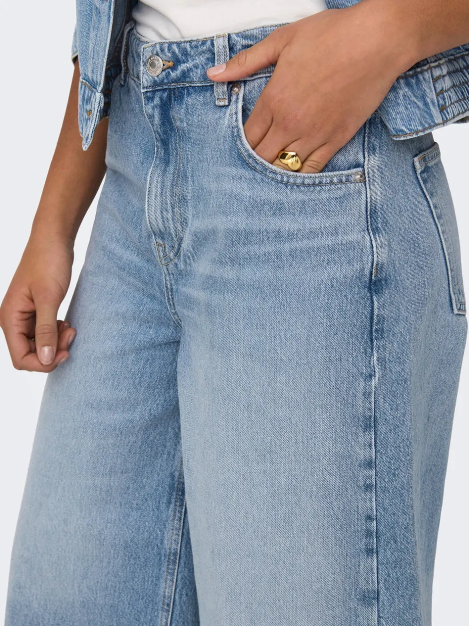 ONLHOPE Høj talje Cropped fit Lang Jeans Dame Shorts|Double Denim