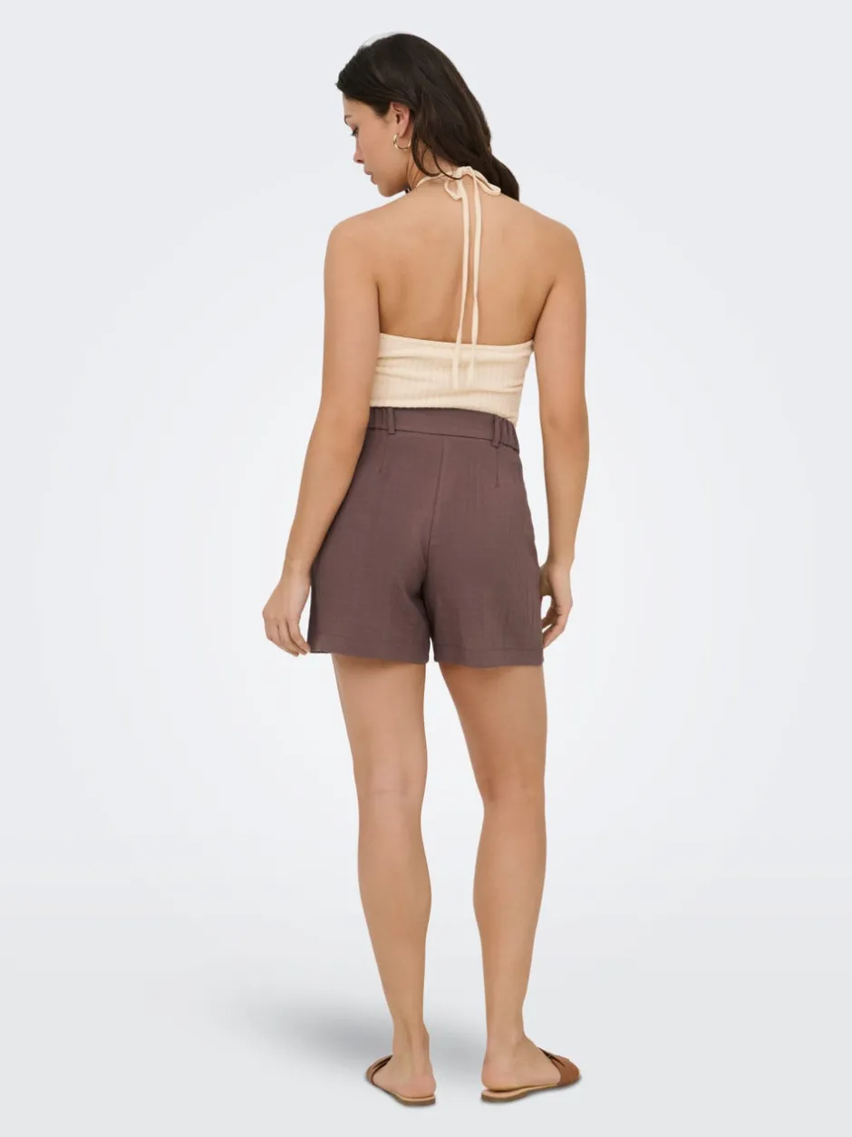 Hot ONLITA Høj talje Regular fit Hør Bermuda-shorts Dame Shorts