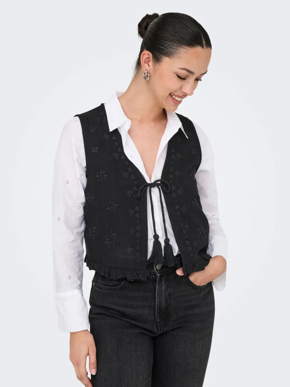 New ONLJAKIRI Hør Vest Dame Toppe