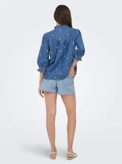 Clearance ONLJOSEPHINE Høj talje Loose fit Denim-shorts Dame Shorts|Double Denim