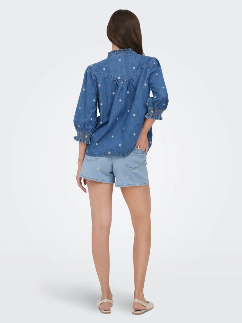 Clearance ONLJOSEPHINE Høj talje Loose fit Denim-shorts Dame Shorts|Double Denim