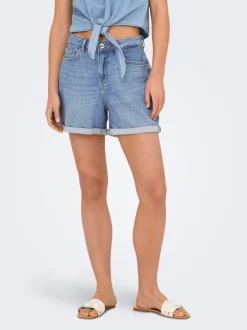 Online ONLJOSEPHINE Høj talje Regular fit Denim-shorts Dame Shorts|Double Denim