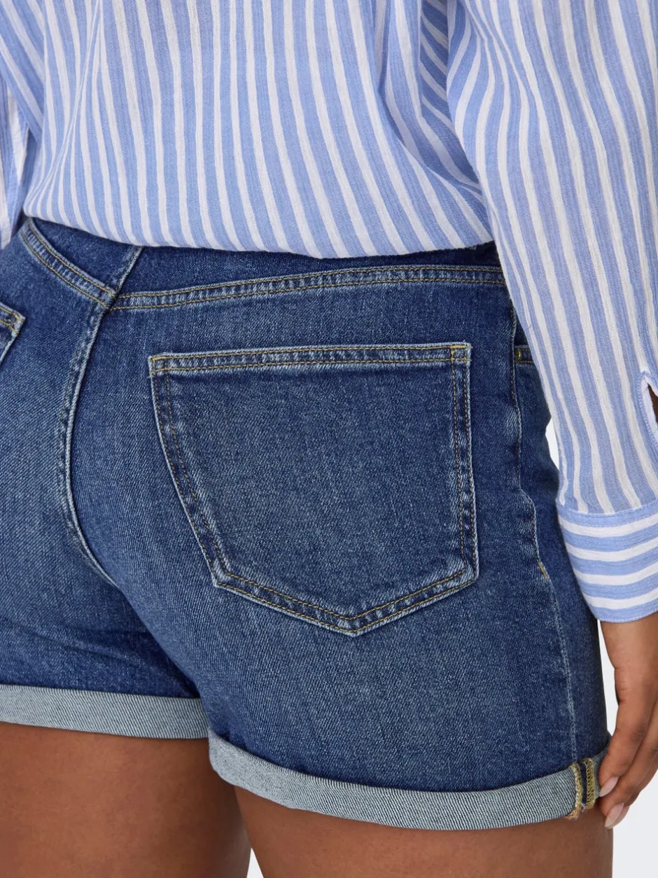 Sale ONLJOSEPHINE Høj talje Regular fit Denim-shorts Dame Shorts|Double Denim