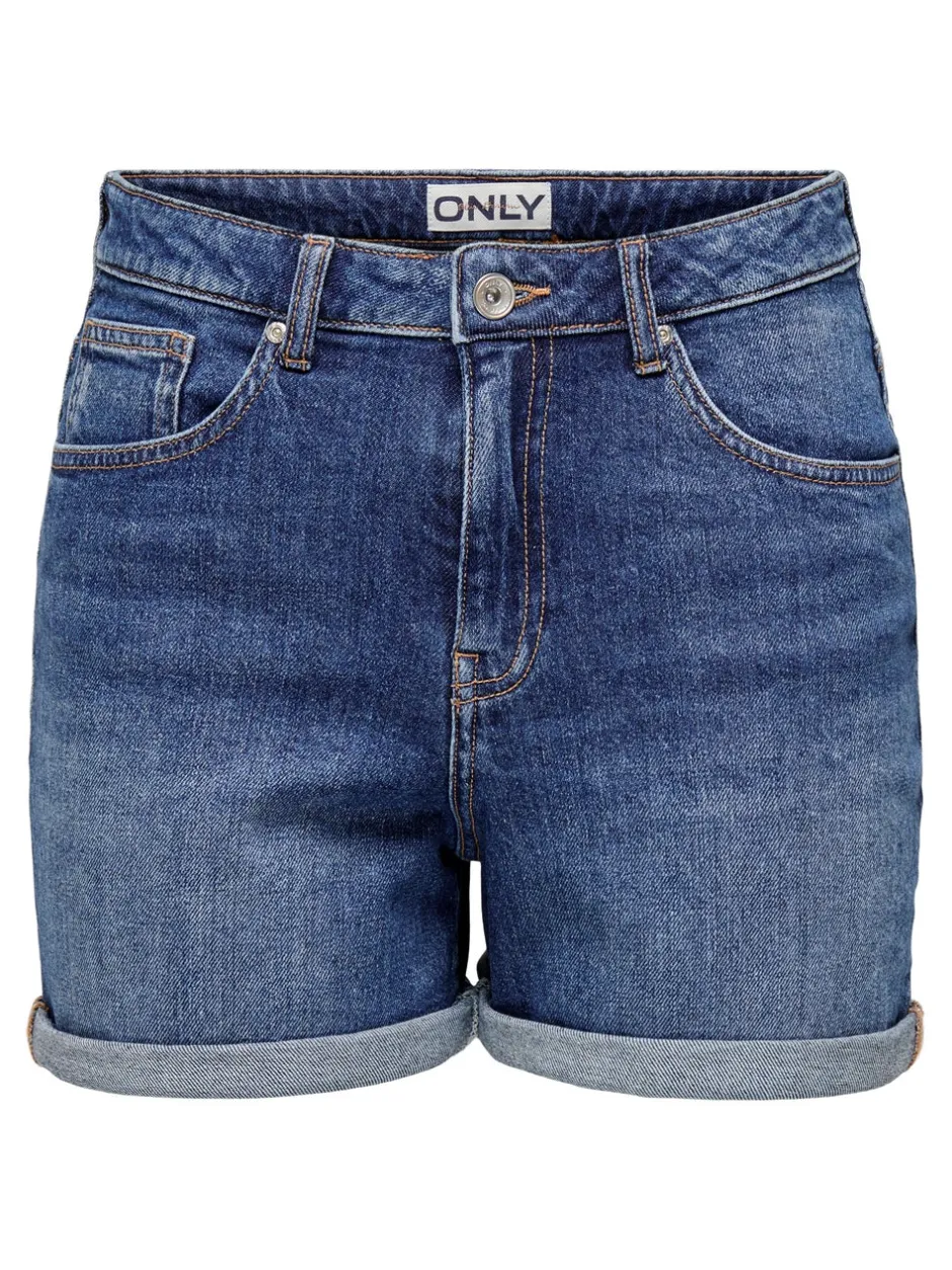 Sale ONLJOSEPHINE Høj talje Regular fit Denim-shorts Dame Shorts|Double Denim