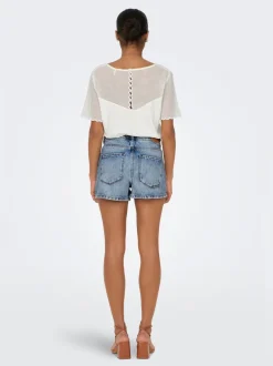 New ONLKELLY Høj talje Regular fit Denim-shorts Dame Shorts|Double Denim