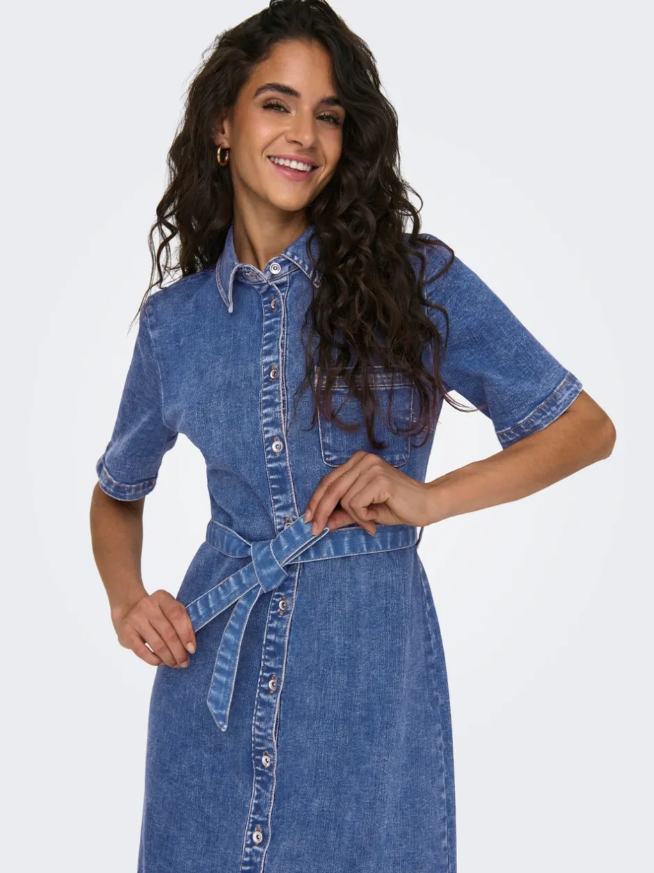 Online ONLLANA Lang kjole Dame Kjoler|Double Denim
