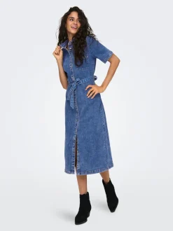 Online ONLLANA Lang kjole Dame Kjoler|Double Denim