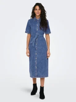 Online ONLLANA Lang kjole Dame Kjoler|Double Denim