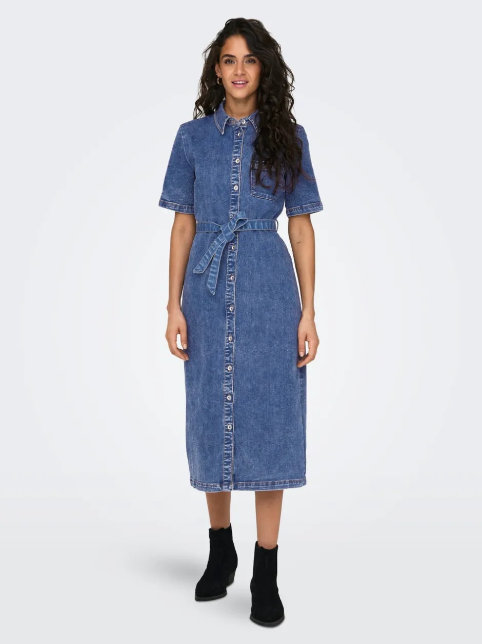 Online ONLLANA Lang kjole Dame Kjoler|Double Denim