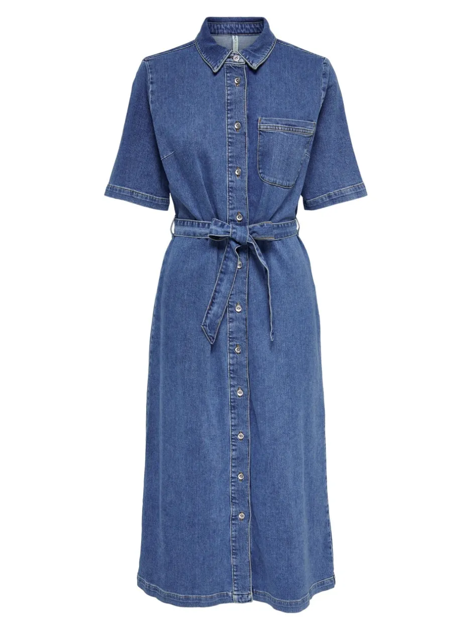 Online ONLLANA Lang kjole Dame Kjoler|Double Denim