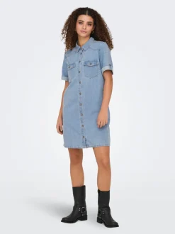 Hot ONLLISA Kort kjole Dame Kjoler|Double Denim