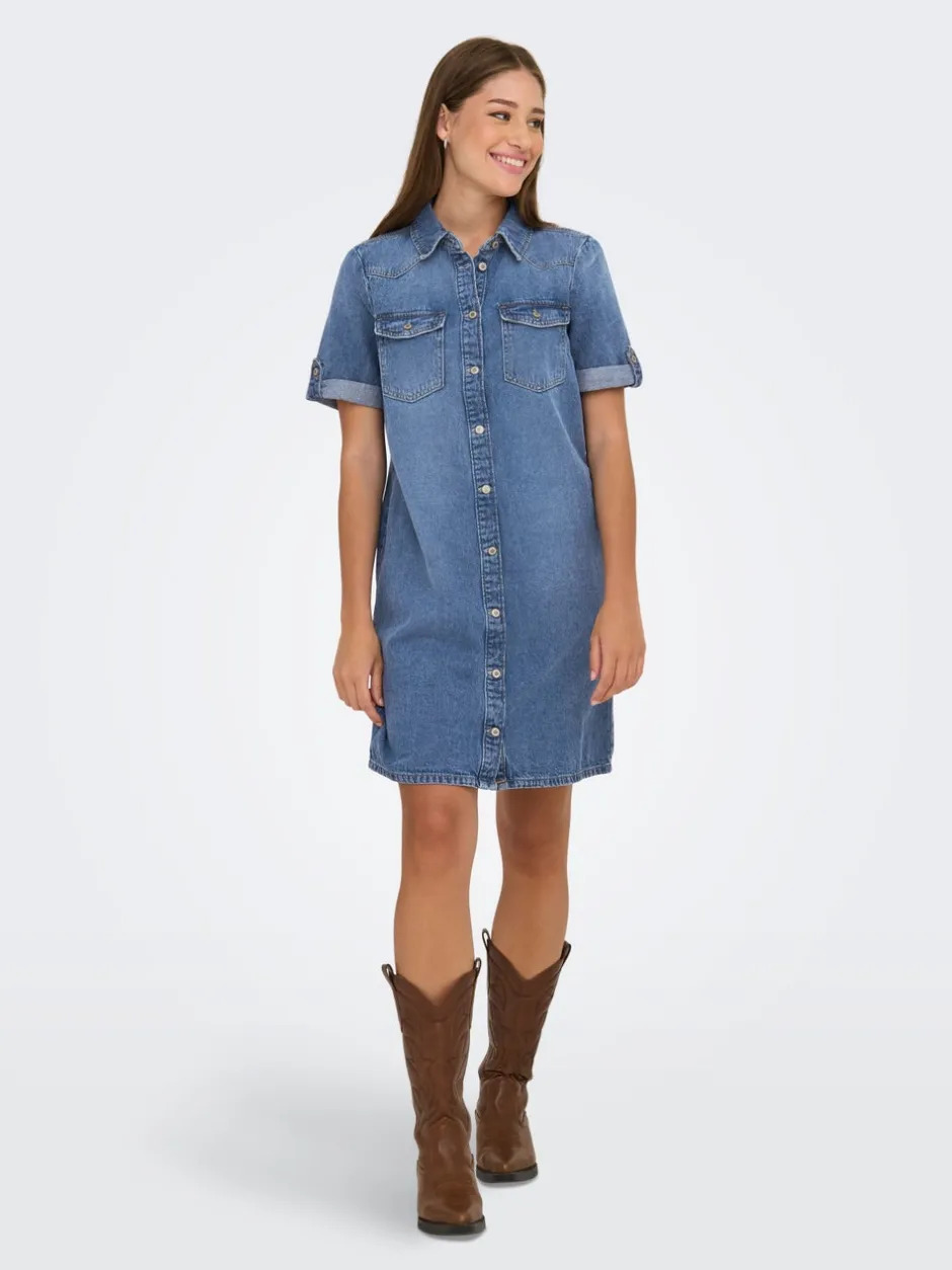 ONLLISA Kort kjole Dame Kjoler|Double Denim