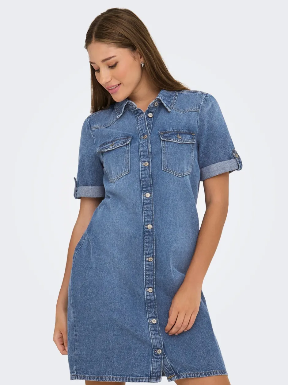 ONLLISA Kort kjole Dame Kjoler|Double Denim