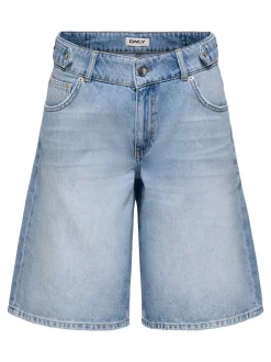 Clearance ONLLORAN Mellemhøj talje Bermuda Denim-shorts Dame Shorts|Double Denim