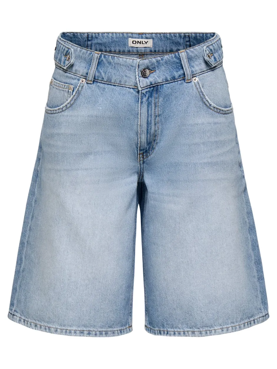 Clearance ONLLORAN Mellemhøj talje Bermuda Denim-shorts Dame Shorts|Double Denim