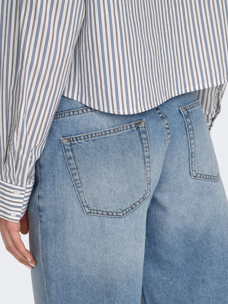 Clearance ONLLORAN Mellemhøj talje Bermuda Denim-shorts Dame Shorts|Double Denim