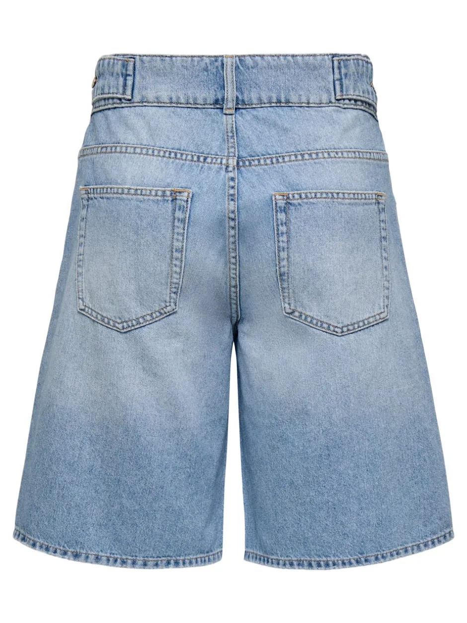 Clearance ONLLORAN Mellemhøj talje Bermuda Denim-shorts Dame Shorts|Double Denim