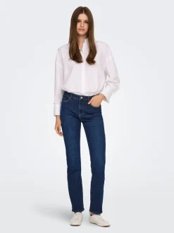 Sale ONLLOUIE Mellemhøj talje Slim fit Jeans Dame Jeans|Jeans