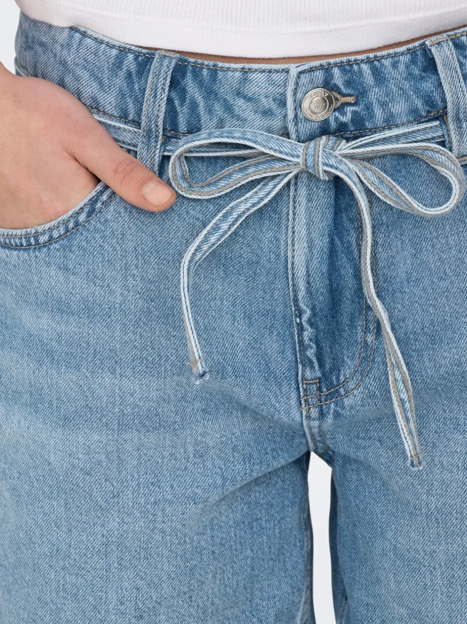 Online ONLLUMI Mellemhøj talje Wide leg fit Denim-shorts Dame Shorts|Double Denim