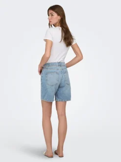 Online ONLLUMI Mellemhøj talje Wide leg fit Denim-shorts Dame Shorts|Double Denim