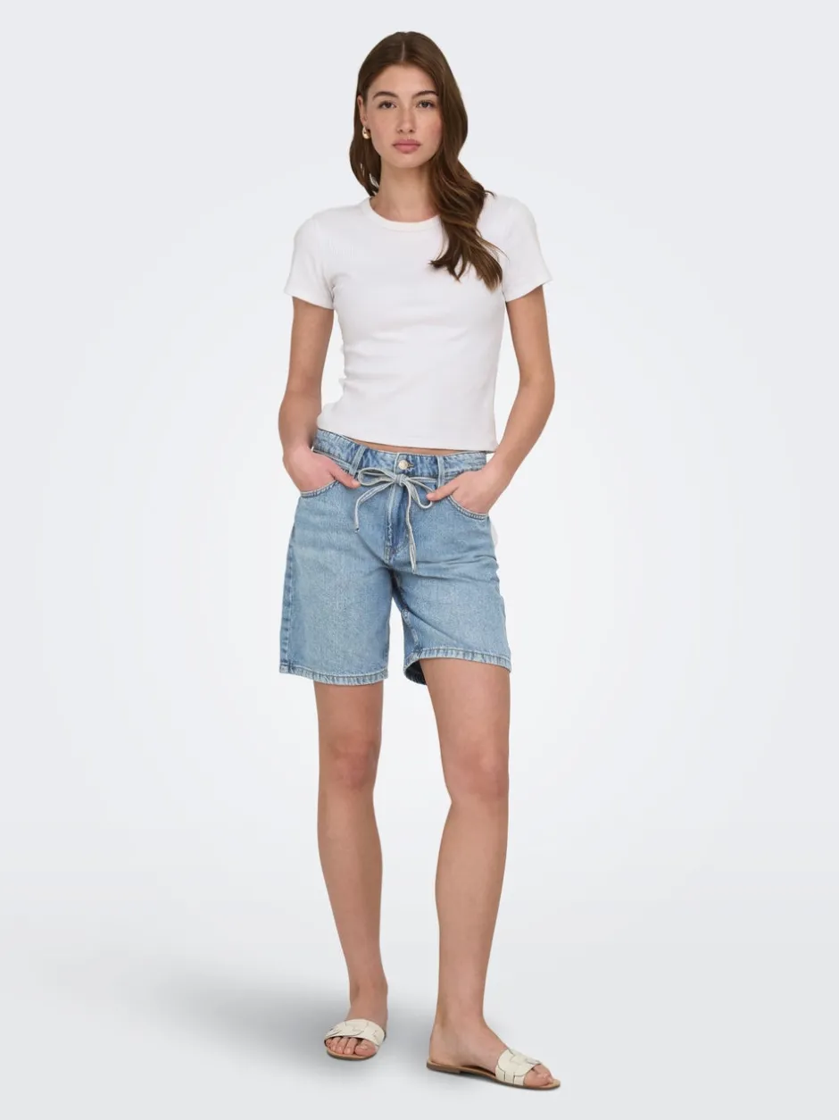 Online ONLLUMI Mellemhøj talje Wide leg fit Denim-shorts Dame Shorts|Double Denim