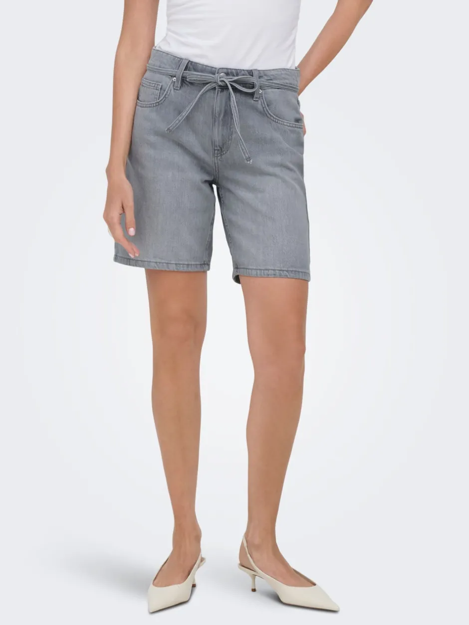 Hot ONLLUMI Mellemhøj talje Wide leg fit Denim-shorts Dame Shorts|Double Denim