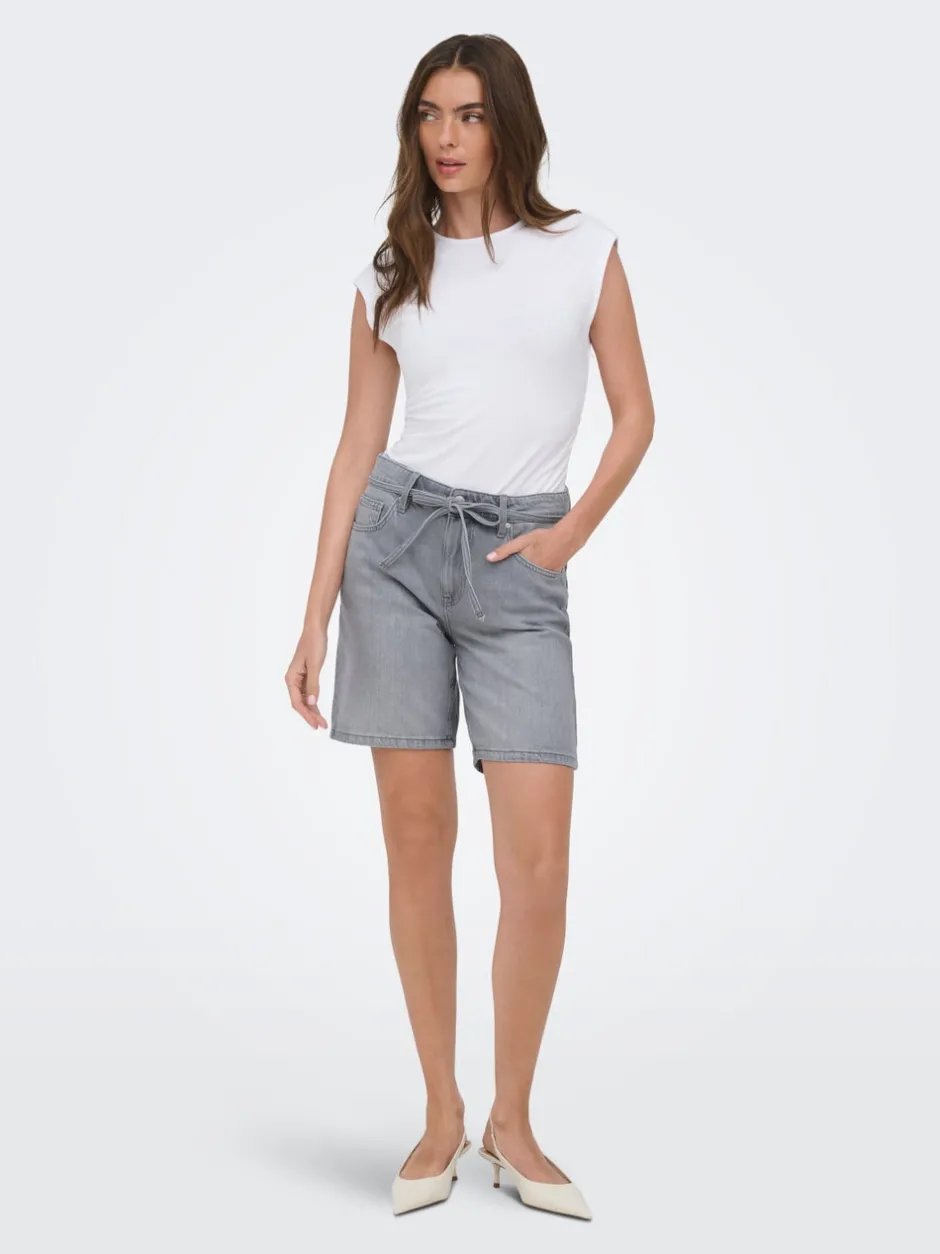 Hot ONLLUMI Mellemhøj talje Wide leg fit Denim-shorts Dame Shorts|Double Denim