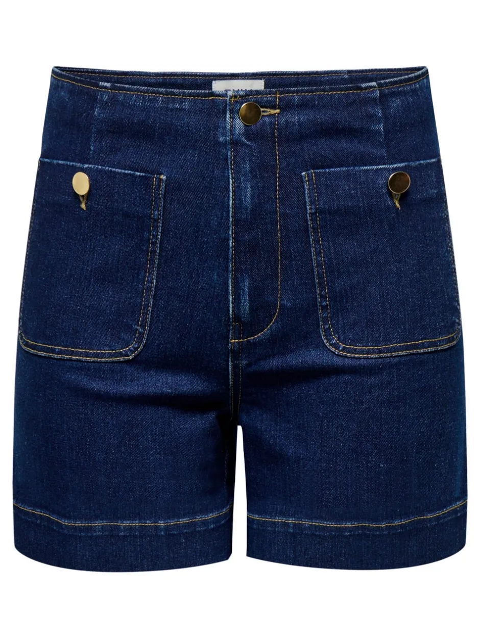 Best ONLMADELINE Høj talje Regular fit Denim-shorts Dame Shorts|Double Denim