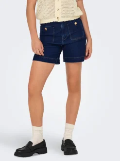 Best ONLMADELINE Høj talje Regular fit Denim-shorts Dame Shorts|Double Denim
