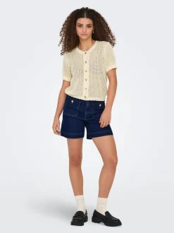 Best ONLMADELINE Høj talje Regular fit Denim-shorts Dame Shorts|Double Denim