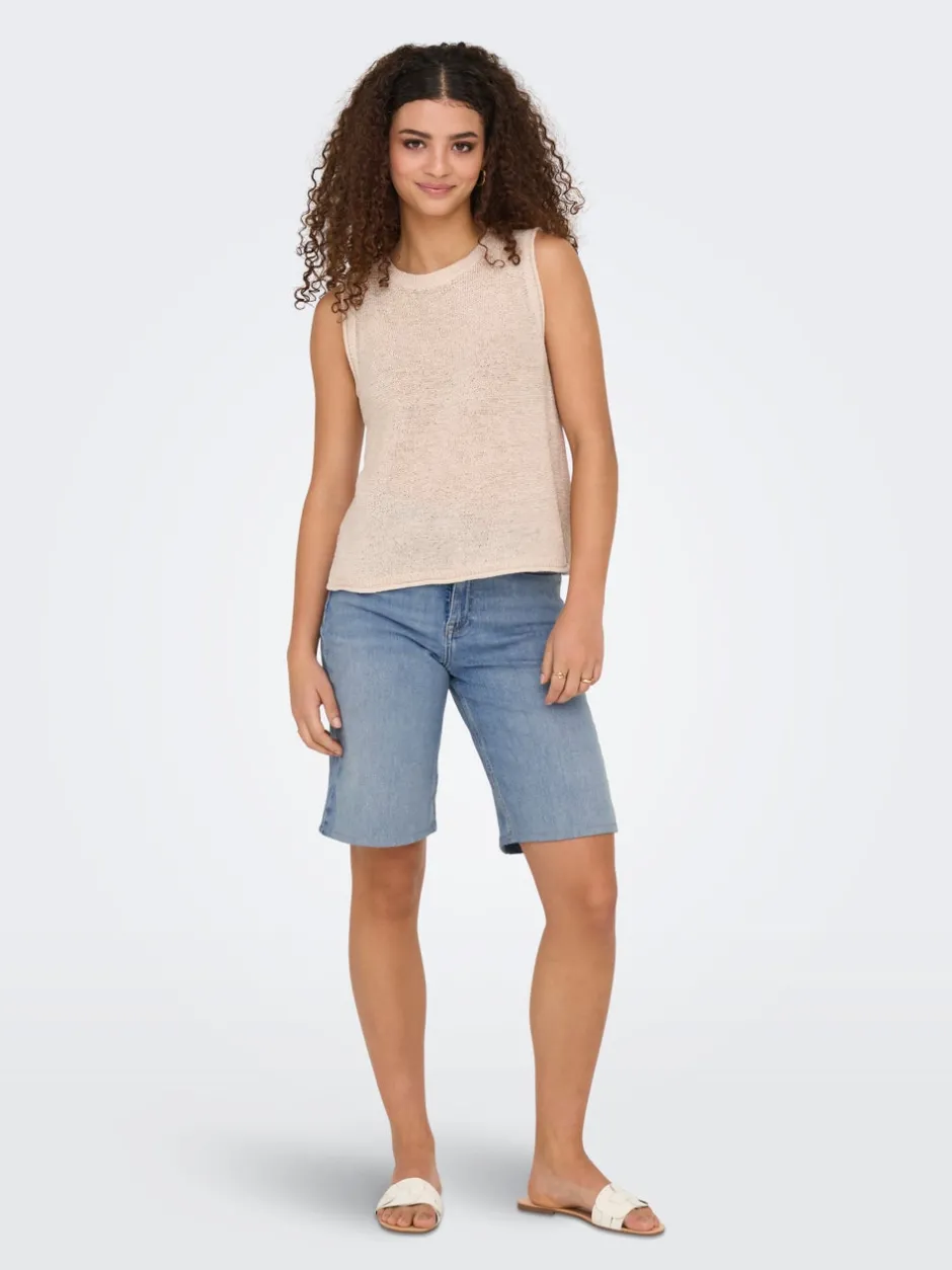 Outlet ONLMADISON Høj talje Regular fit Denim-shorts Dame Shorts|Double Denim