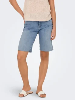 Outlet ONLMADISON Høj talje Regular fit Denim-shorts Dame Shorts|Double Denim