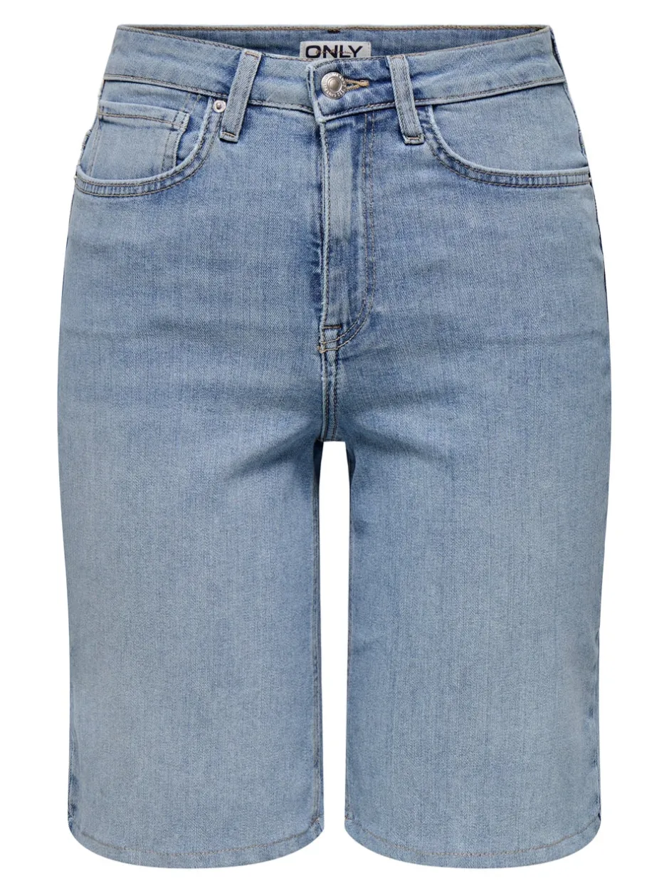 Outlet ONLMADISON Høj talje Regular fit Denim-shorts Dame Shorts|Double Denim