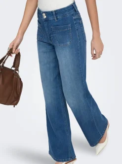 Discount ONLMADISON Høj talje Wide leg fit Jeans Dame Jeans|Jeans