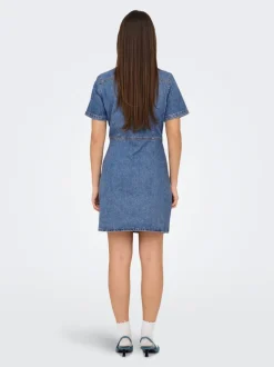 Hot ONLMALIA Kort kjole Dame Kjoler|Double Denim
