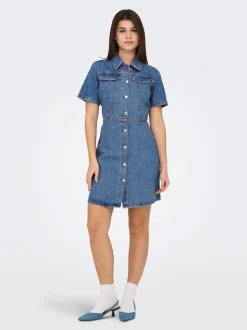Hot ONLMALIA Kort kjole Dame Kjoler|Double Denim