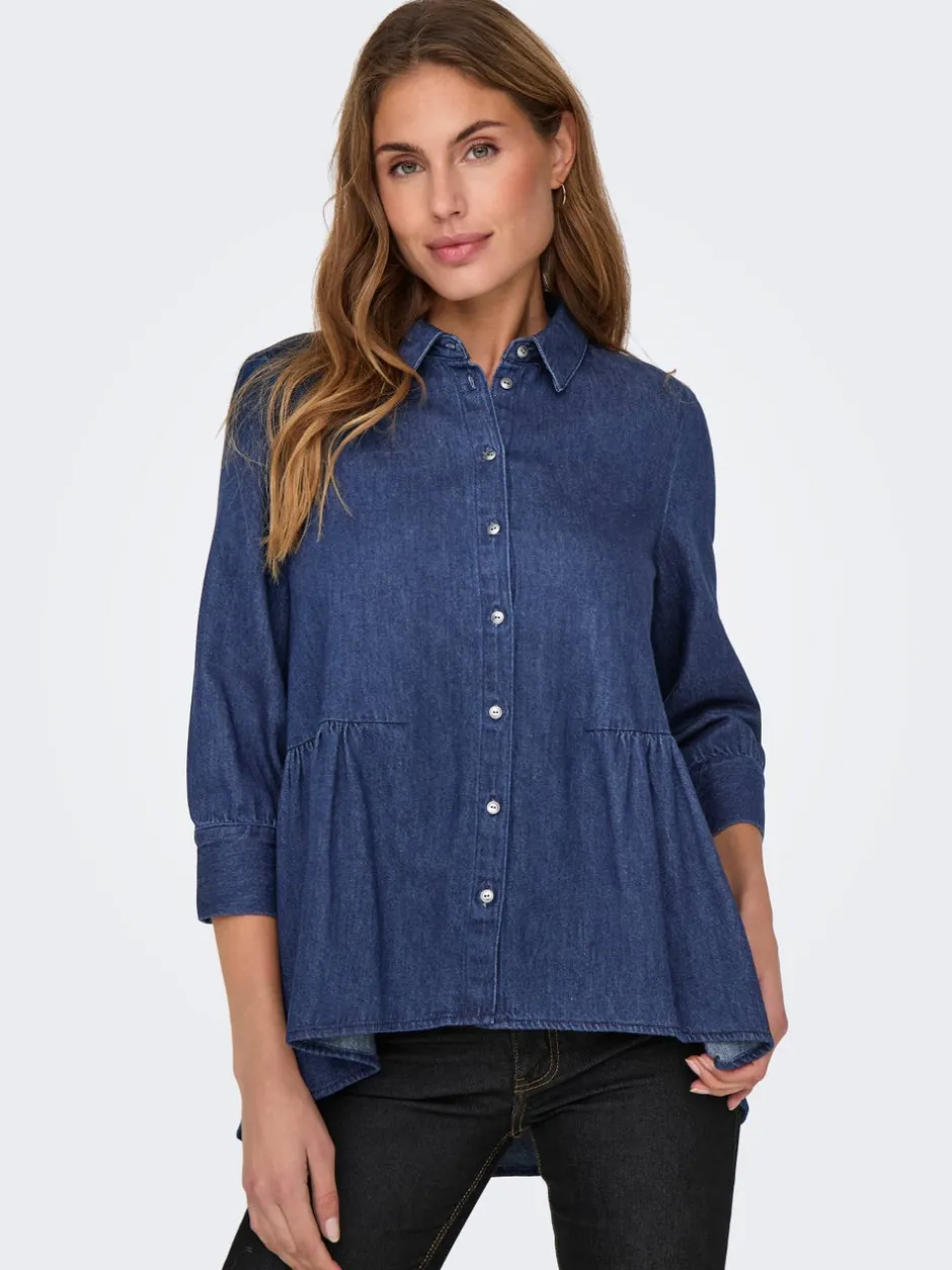 New ONLMARY Denim-skjorte Dame Double Denim|Skjorter