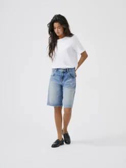 Hot ONLMATE Mellemhøj talje Baggy fit Denim-shorts Dame Shorts|Double Denim