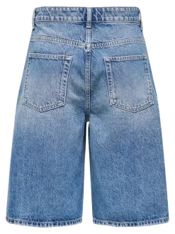 Hot ONLMATE Mellemhøj talje Baggy fit Denim-shorts Dame Shorts|Double Denim