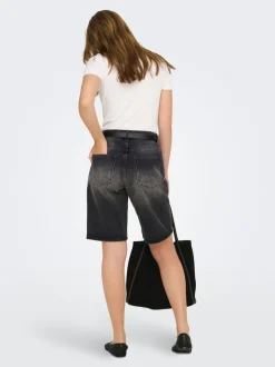Clearance ONLMATE Mellemhøj talje Baggy fit Denim-shorts Dame Shorts|Double Denim