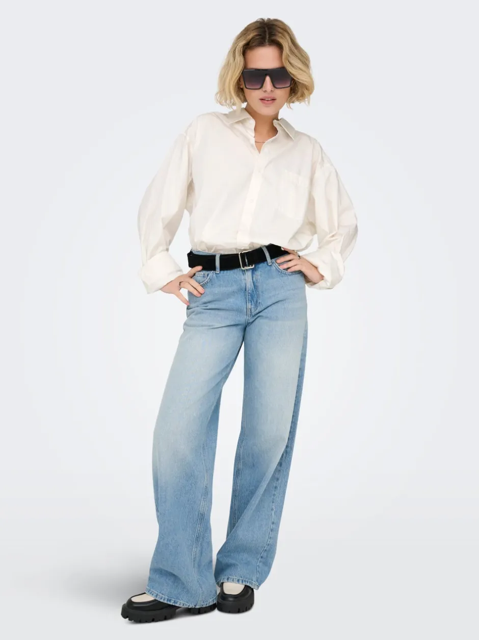 New ONLMAYA Mellemhøj talje Wide leg fit Jeans Dame Jeans|Jeans