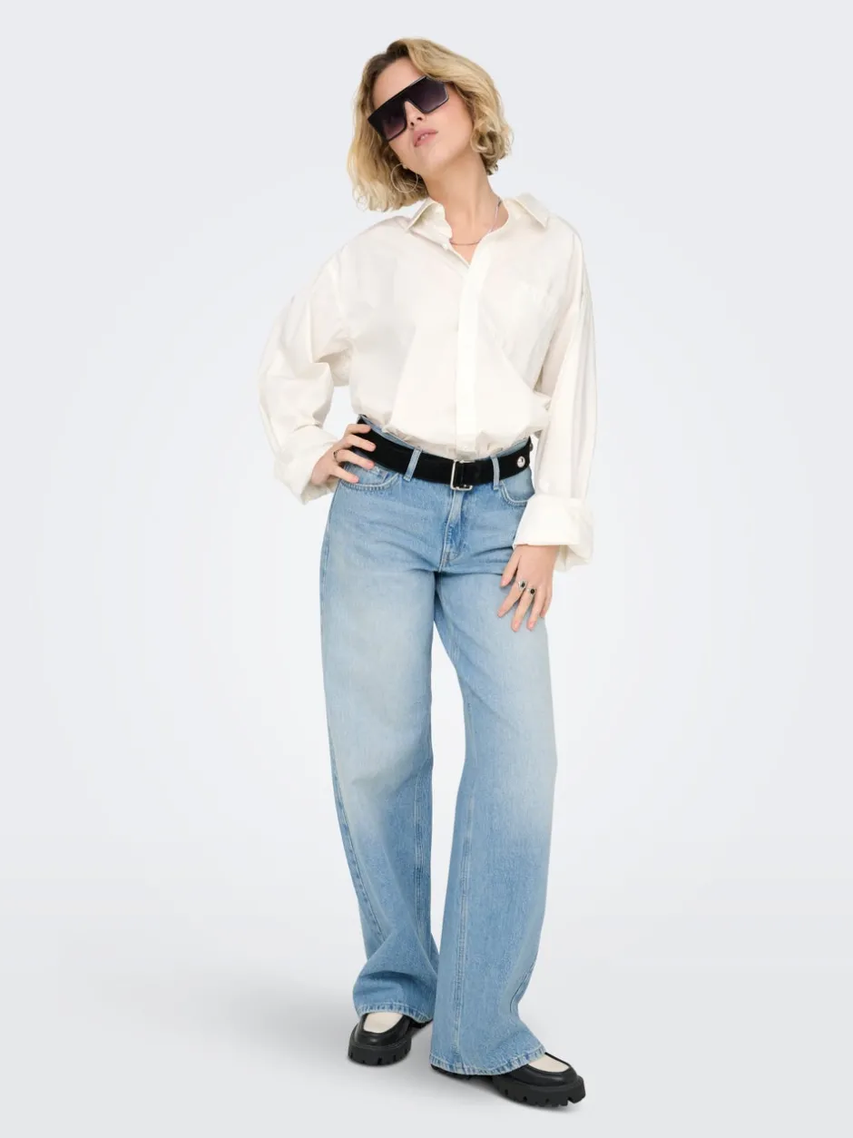 New ONLMAYA Mellemhøj talje Wide leg fit Jeans Dame Jeans|Jeans