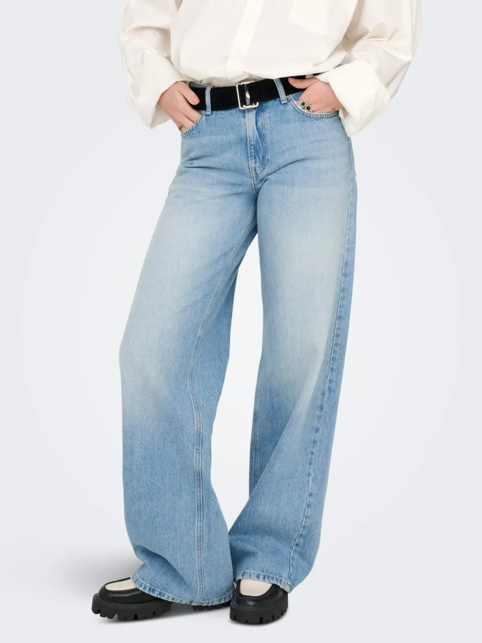 New ONLMAYA Mellemhøj talje Wide leg fit Jeans Dame Jeans|Jeans