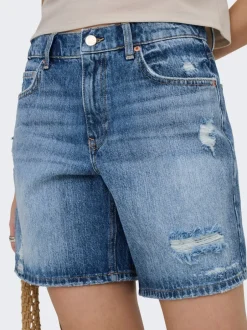 Hot ONLMILTON Mellemhøj talje Regular fit Denim-shorts Dame Shorts|Double Denim