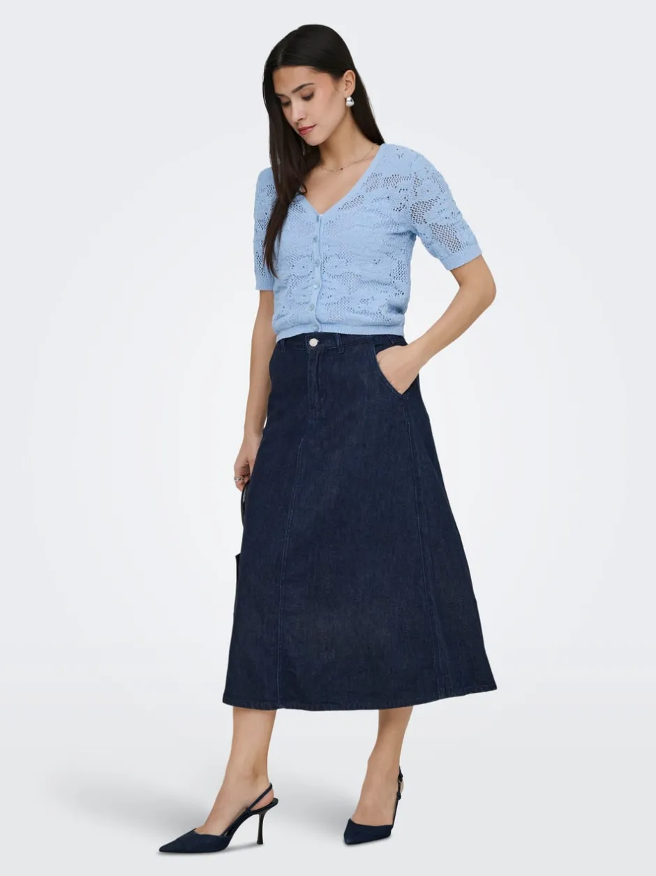 Outlet ONLMINDY Denim Denim-nederdel Lang nederdel Dame Nederdele|Denimnederdele