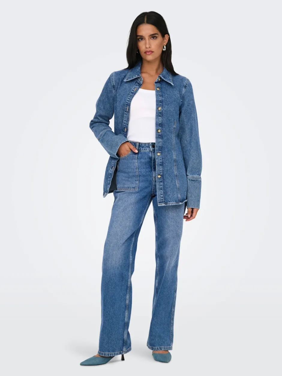 Clearance ONLNARA Denim-skjorte Dame Double Denim|Skjorter