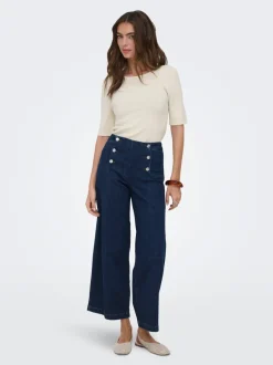Hot ONLNEW Høj talje Bred pasform - beskåret Cropped Jeans Dame Jeans|Jeans
