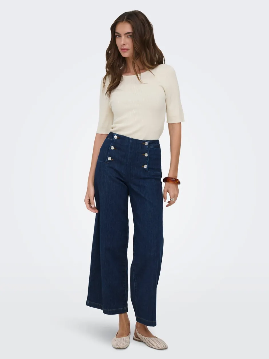 Hot ONLNEW Høj talje Bred pasform - beskåret Cropped Jeans Dame Jeans|Jeans