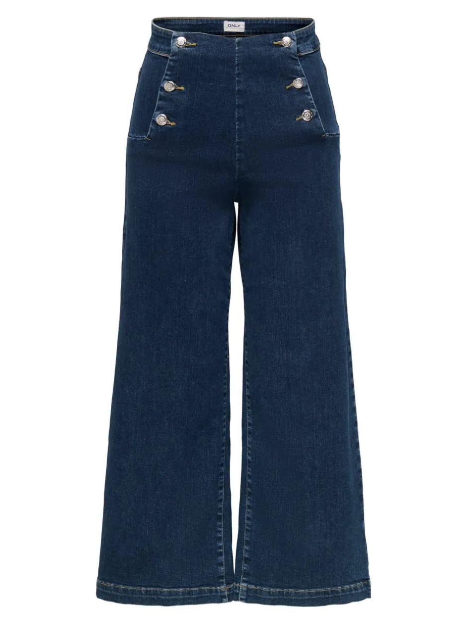 Hot ONLNEW Høj talje Bred pasform - beskåret Cropped Jeans Dame Jeans|Jeans